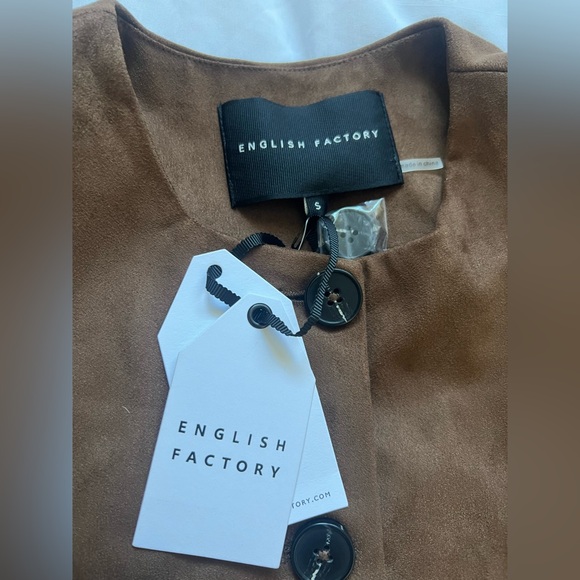 English Factory Brown Suede Button-Up Women's Jacket - Picture 3 of 6